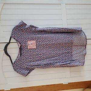 NWT Rose & Rhyme purple print blouse, size Large